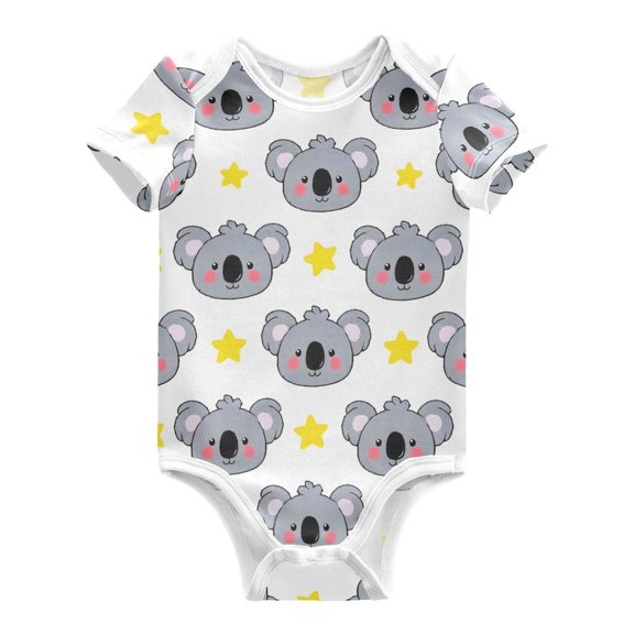 Koala Stars Pattern Baby Bodysuits 100% Cotton Short Sleeve for 0-24 Months Baby Golf Outfit 3Months