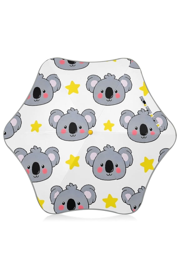 Koala Stars Pattern Kids Umbrella Rain Umbrella Clear Grip Handle Folding Umbrellas UV50+ 35in