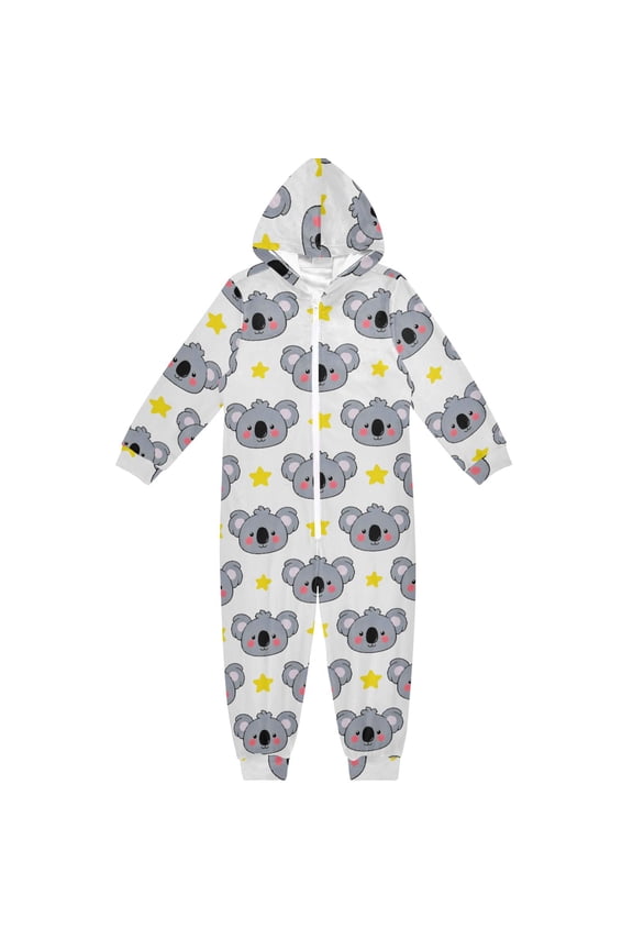 Koala Stars Pattern One Piece Pajamas Soft Jumpsuit Cozy Sleep and Play Romper Zipper and Pockets 4T