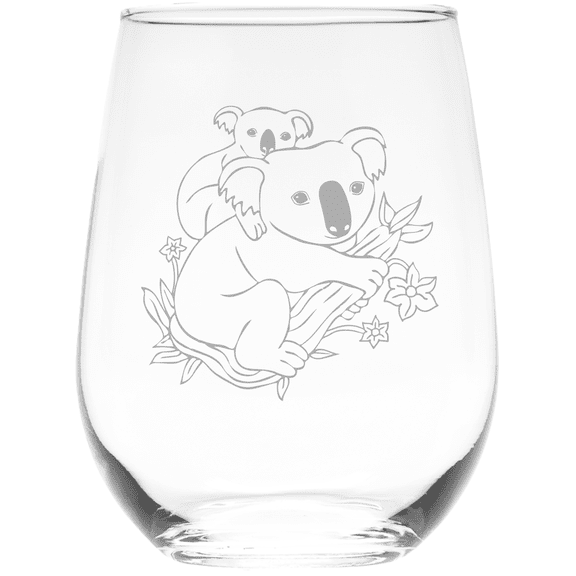 C&M Personal Gifts 17 oz Koala Stemless Wine Glass (Style K2)
