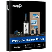 Koala Matte White Printable Label Paper, 8.5x11 Inch, 100 Sheets, Permanent Adhesive Sticker Paper for Laser/Ink Jet Printers