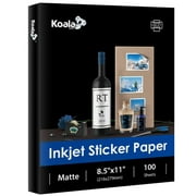 Koala Sticker Paper for Printers, Matte White Printable Full Sheet Label Paper, 8.5x11 Inch 100 Sheets Compatible with Inkjet, Laser, Cutter Machines