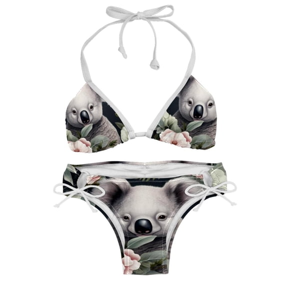 Koala Stylish Bikini Set with Detachable Sponge & Adjustable Strap, 2-Pack One-Piece Swimsuits for All Scenes