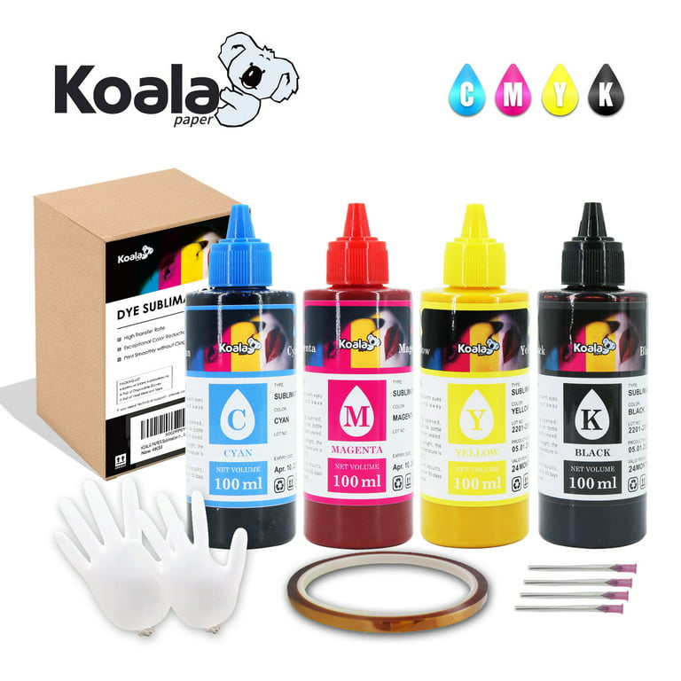 Koala Sublimation Ink Refill Bottles 400ML Compatible Epson Inkjet Printers  ET-2400 ET-2720 ET-2760 ET-2800 ET-2803 ET-4800 4760 2850 2750 WF7710 for  Heat Transfer Mugs, Polyester Shirts, etc 