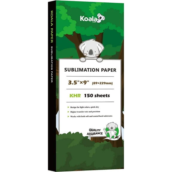 Koala Sublimation Paper 150 Sheets 3.5x9 Inches for Heat Transfer DIY Gift Compatible with Epson Inkjet Sublimation Printer 105gsm
