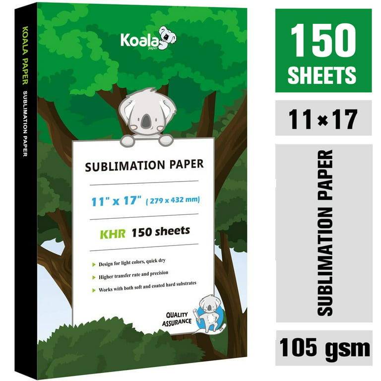 Koala Sublimation Paper 150 Sheets 11x17 Inches for Heat Transfer DIY Gift Compatible with Inkjet Sublimation Printer 105gsm, Size: 11 x 17, White