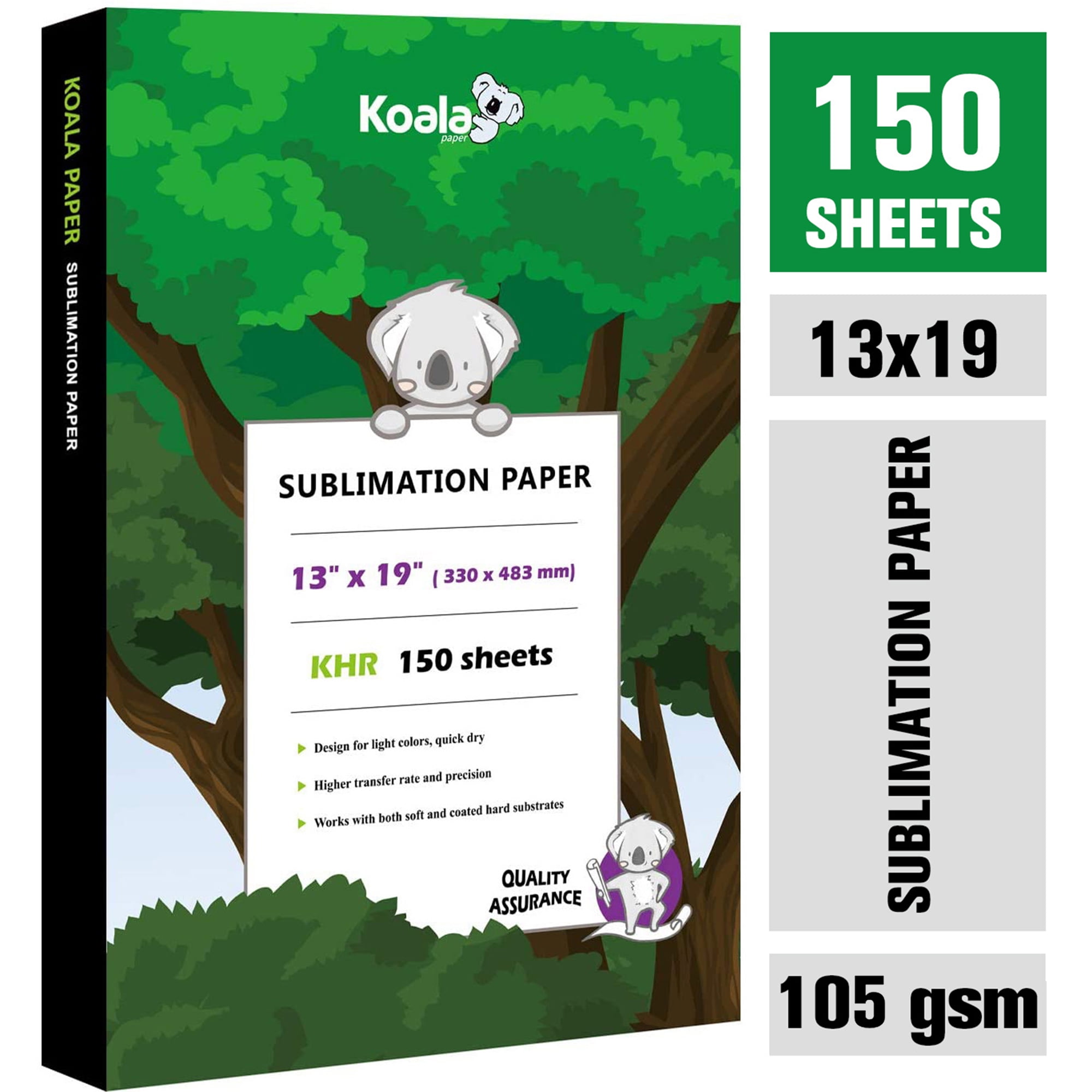 Koala Sublimation Paper 150 sheets 13x19 inches for Heat Transfer DIY Gift  Compatible with Inkjet Sublimation Printer 105gsm