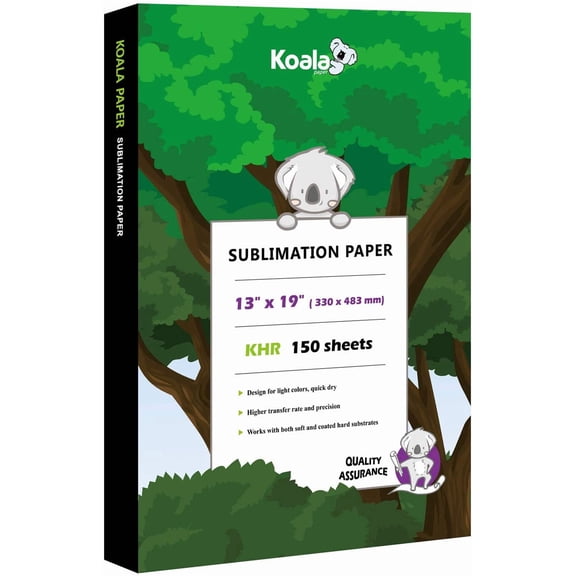 Koala Sublimation Paper 150 sheets 13x19 inches for Heat Transfer DIY Gift Compatible with Inkjet Sublimation Printer 105gsm
