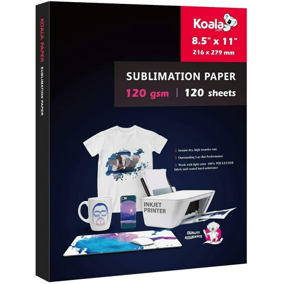 Koala Sublimation Paper 8.5x11 120 Sheets 120gsm for Inkjet Printer Sublimation Heat Transfer