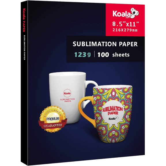 Koala Sublimation Paper 8.5x11 Inches Easy to DIY T-shirts, Tumblers, Mugs Only Compatible with Inkjet Sublimation Printer w/ Sublimation ink 100 Sheets 123g