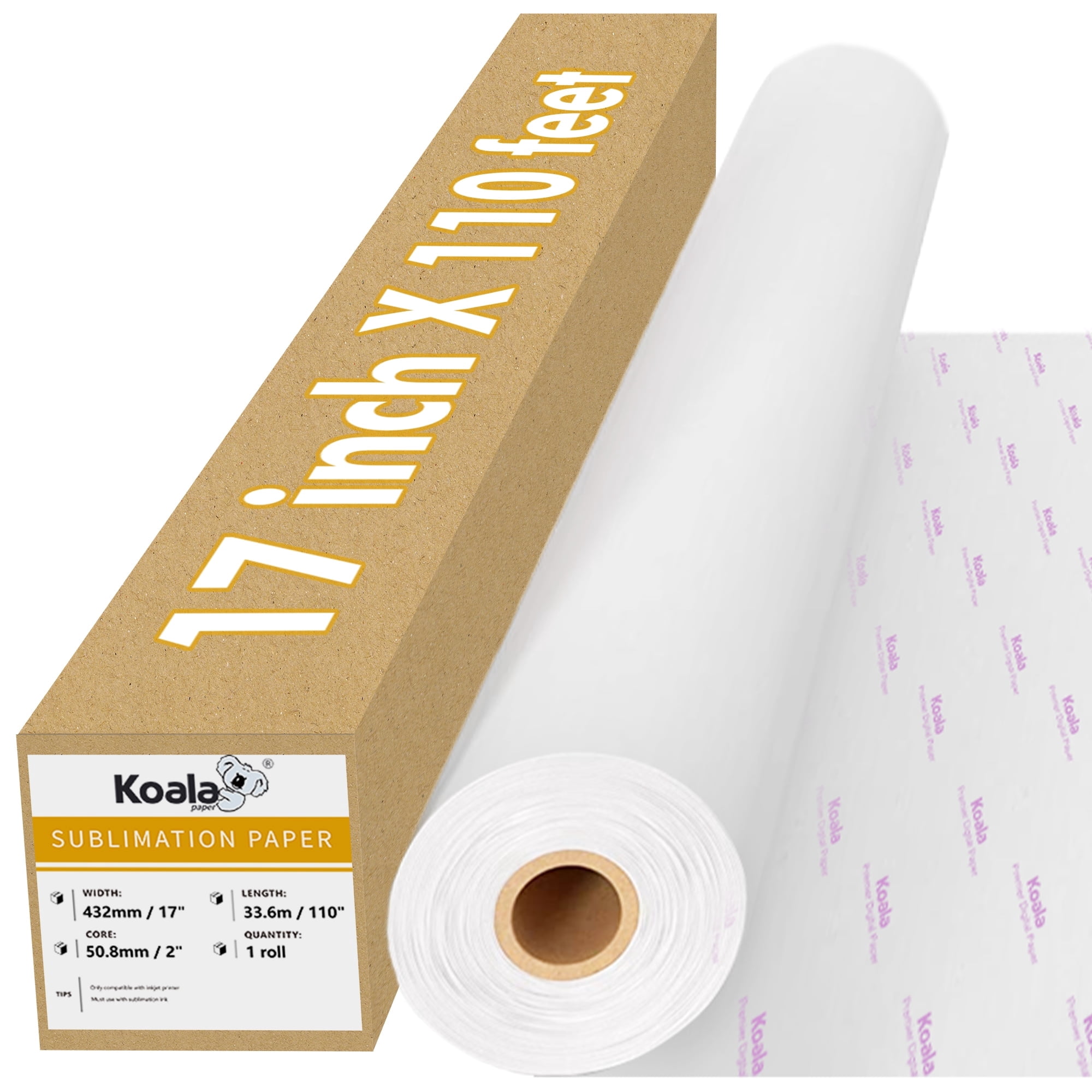 Koala 17 Inch x 110 Ft Dye Sublimation Roll Paper for Inkjet Sublimation Ink Printer