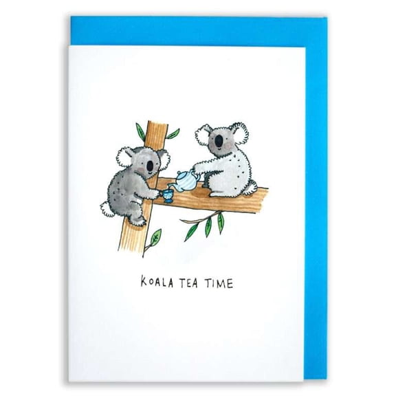 Koala Tea Time Greeting Card  Adorable Koala Design with Tea Pot  Blank Inside  Perfect for Friends, Family, or Any Occasion