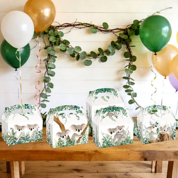 Koala Theme Party Favor Boxes - Jungle Nature Design Handheld Storage Containers for Festive Gatherings