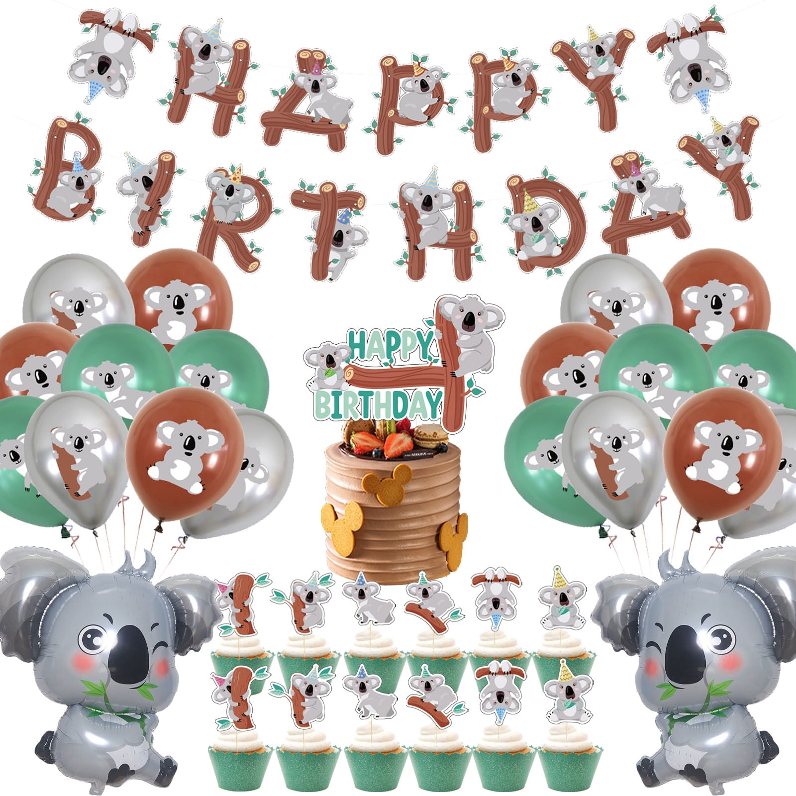  Glitter Koala Happy Birthday Cake Topper, Koala Theme