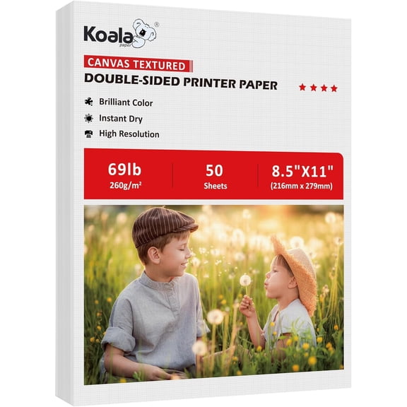 Koala Thick Canvas Textured Double-sided Printer Paper 8.5X11 69LB 50sheets 260GSM Heavyweight Compatible with Inkjet and Laser Printer