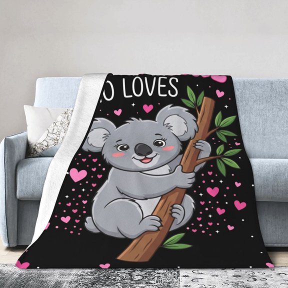 Koala Throw Blanket, Ultra Soft Flannel Koala Design, Cozy Throw for Adults Women, Koala Lovers Gift, Home Decor for Couch Sofa Bed 50x40