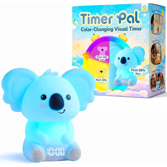 Koala Timer Pal Visual Timer for Kids/Adults with Audio Time Management Tool, Color-Changing Visual Countdown, Fun Adults/Kids Timer Visual for Classroom/Home/Calming Corner