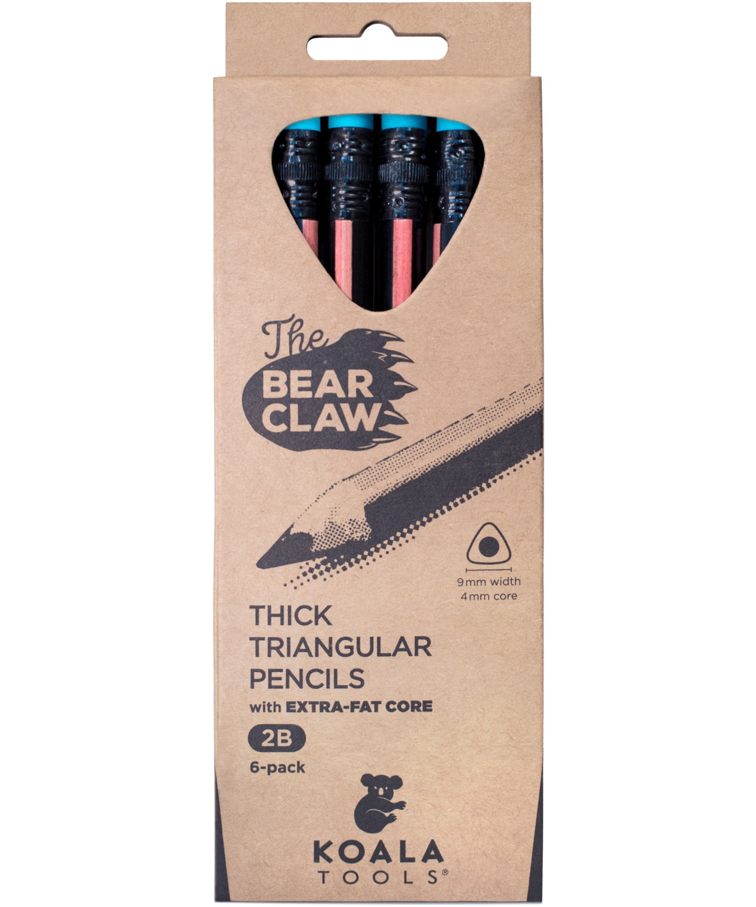 Bear Claw Thick Triangular 2B Pencil with Large Eraser Top – Koala