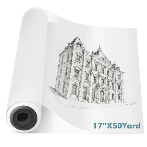 Koala Tracing Paper Roll 17 in X 50 yd for Drawing, Sewing, Sketching, Translucent Vellum Paper Roll Size 50gsm