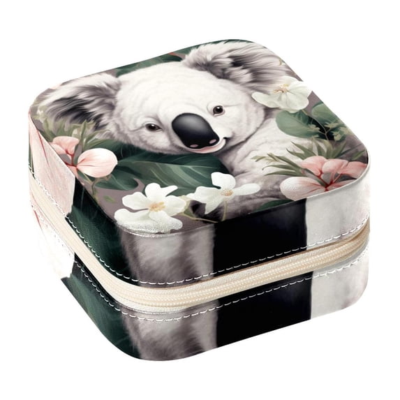 Koala Travel Portable Square Jewelry Box Earring Necklace Bracelet Organizer Storage Display Case Holder Stand Box Display