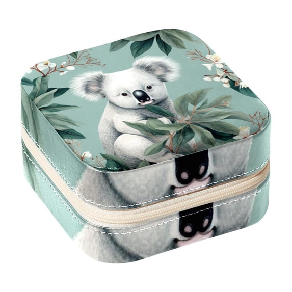 Koala Travel Portable Square Jewelry Display and Decorative Box with Bracelet Holder - Ideal for Rings, Earrings, Necklaces, Bracelets, and More - Suitable for Girls and Women