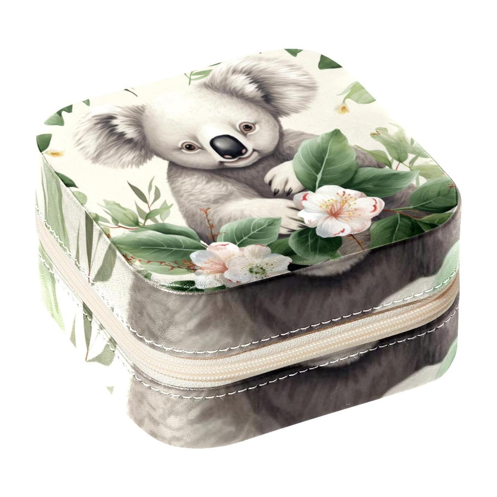 Koala Travel Portable Square Jewelry Organizer Box Earring Holder