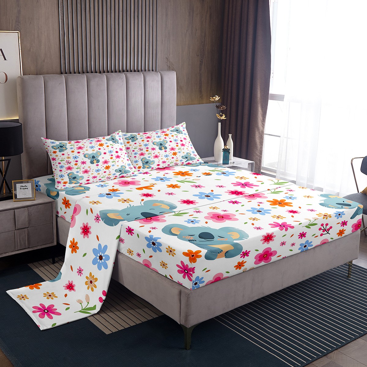 Koala Twin Sheets Pink Flower Floral Bedding Colorful Blossoms Bed koala-twin-sheets-pink-flower-floral-bedding-colorful-blossoms-bed