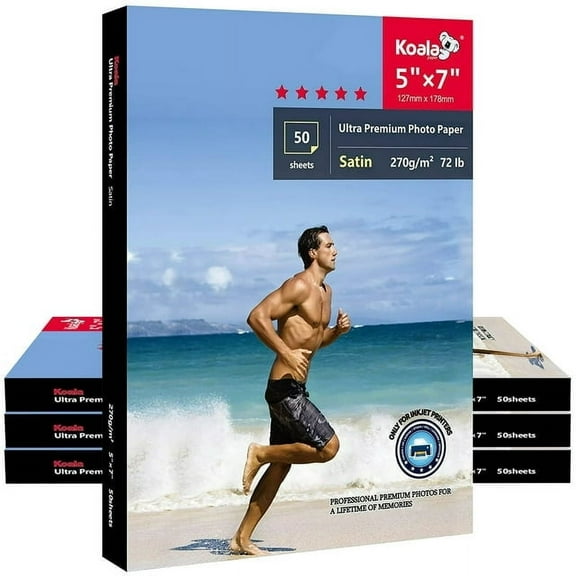 Koala Ultra Premium Photo Paper 5x7 Satin Photo Paper 72lb for Inkjet Printers 150 Sheets Soft Gloss No Fade Picture Printer Paper
