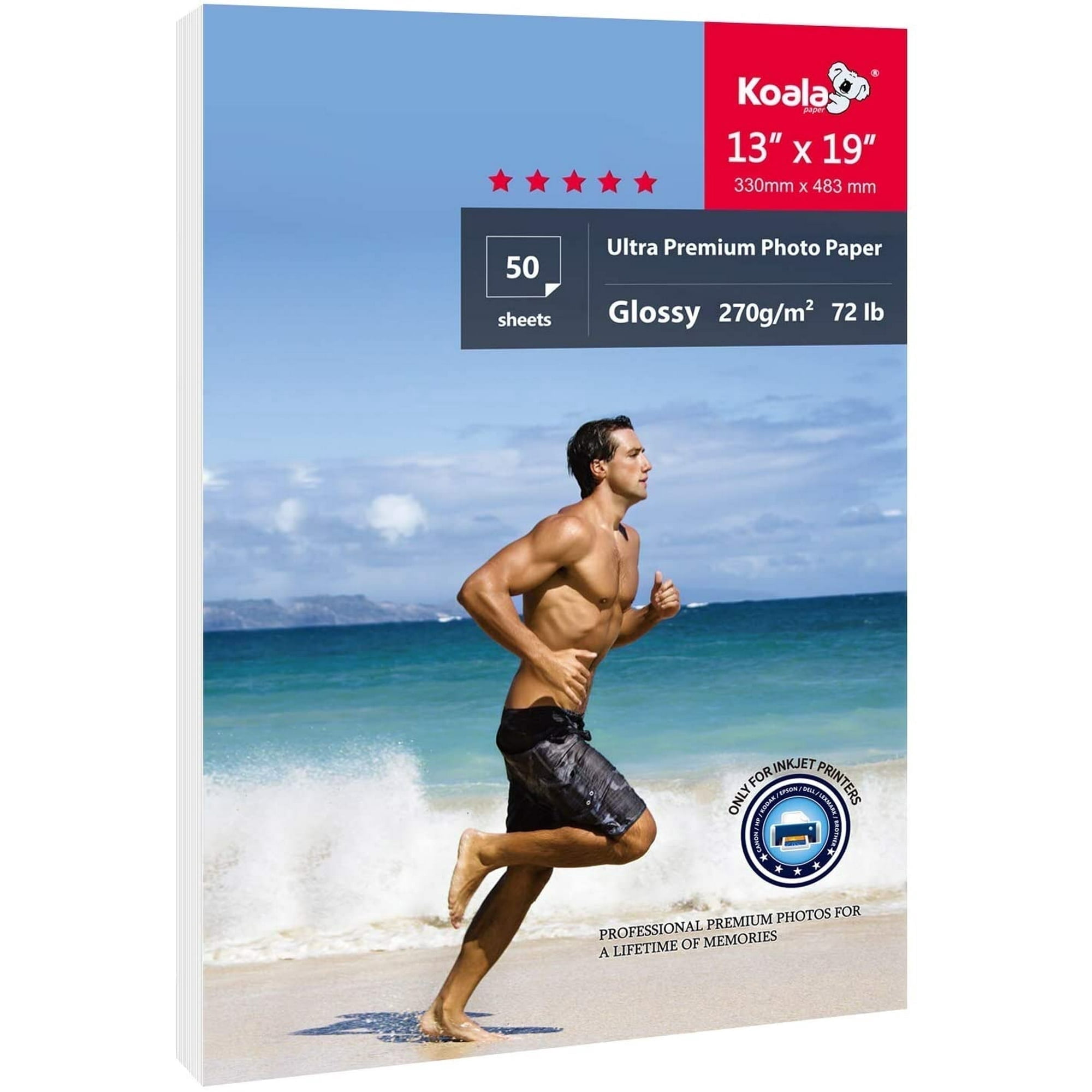 Koala Ultra Premium Glossy Photo Paper 13x19 inch, 72lb Professional Photo Paper A3+ for Inkjet Printers 50 Sheets, DIY Poritraite, Fineart