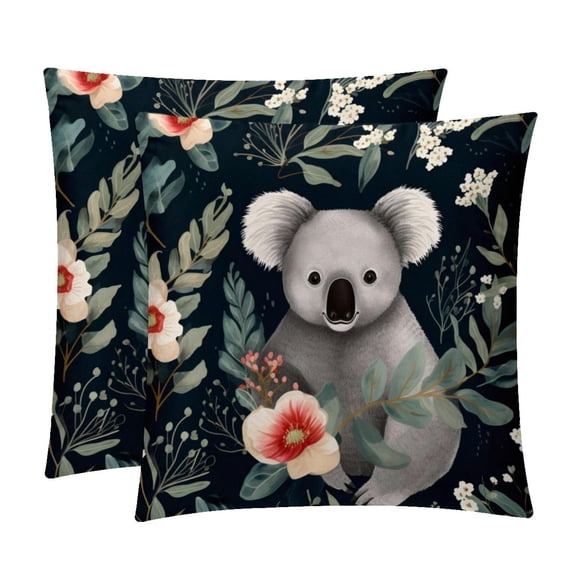 Koala with Unique Patterns - Set of 2 for Pillows Covers - Available in 16x16, 18x18, 20x20 Inches - Great for Throw Pillow Covers - Versatile for Various Occasions