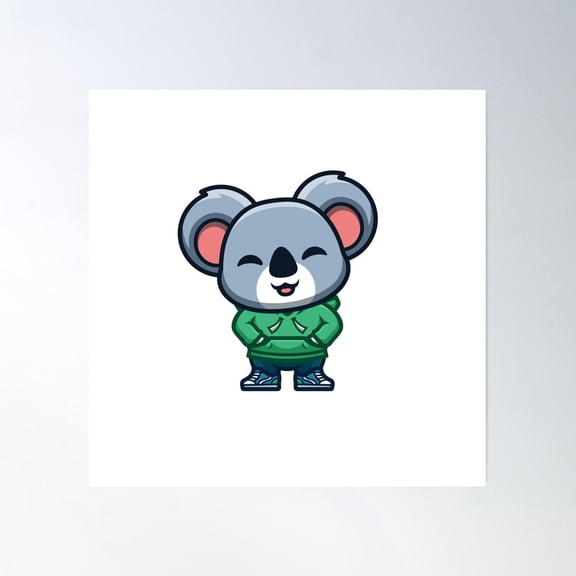 Koala Urban Cute Cartoon Poster Wall Art, Modern Wall Decor, 30x30 UNFRAMED