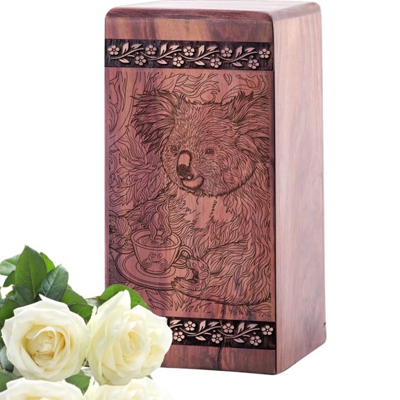 Koala Urn - Wooden Koala Theme Urns For Mom Ashes Keepsake - Burial Urns - Memorial Tribute Keepsake Urns - 11.25Inch, Large Size - 1Pcs Pack
