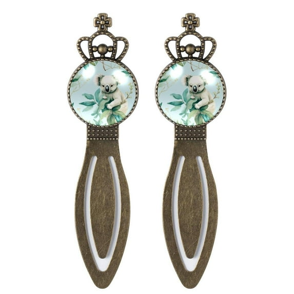 Koala Vintage Copper Crown-Shaped Bookmarks: Stainless Steel Material, a Gift for Readers and Book Lovers - Each Set Includes Two Bookmarks