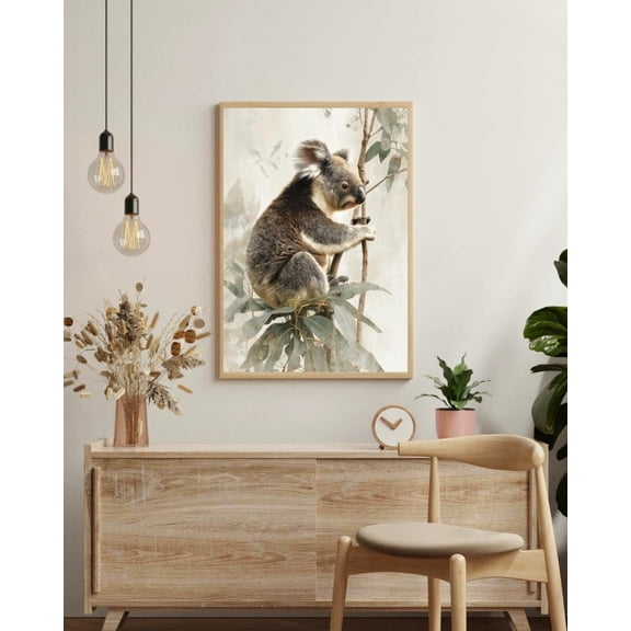 Koala Wall Art Sage Beige Eucalyptus Wall Art Soft Pastel Animal Decor Serene Nursery Luxe Statement Piece Unframed Paper Print