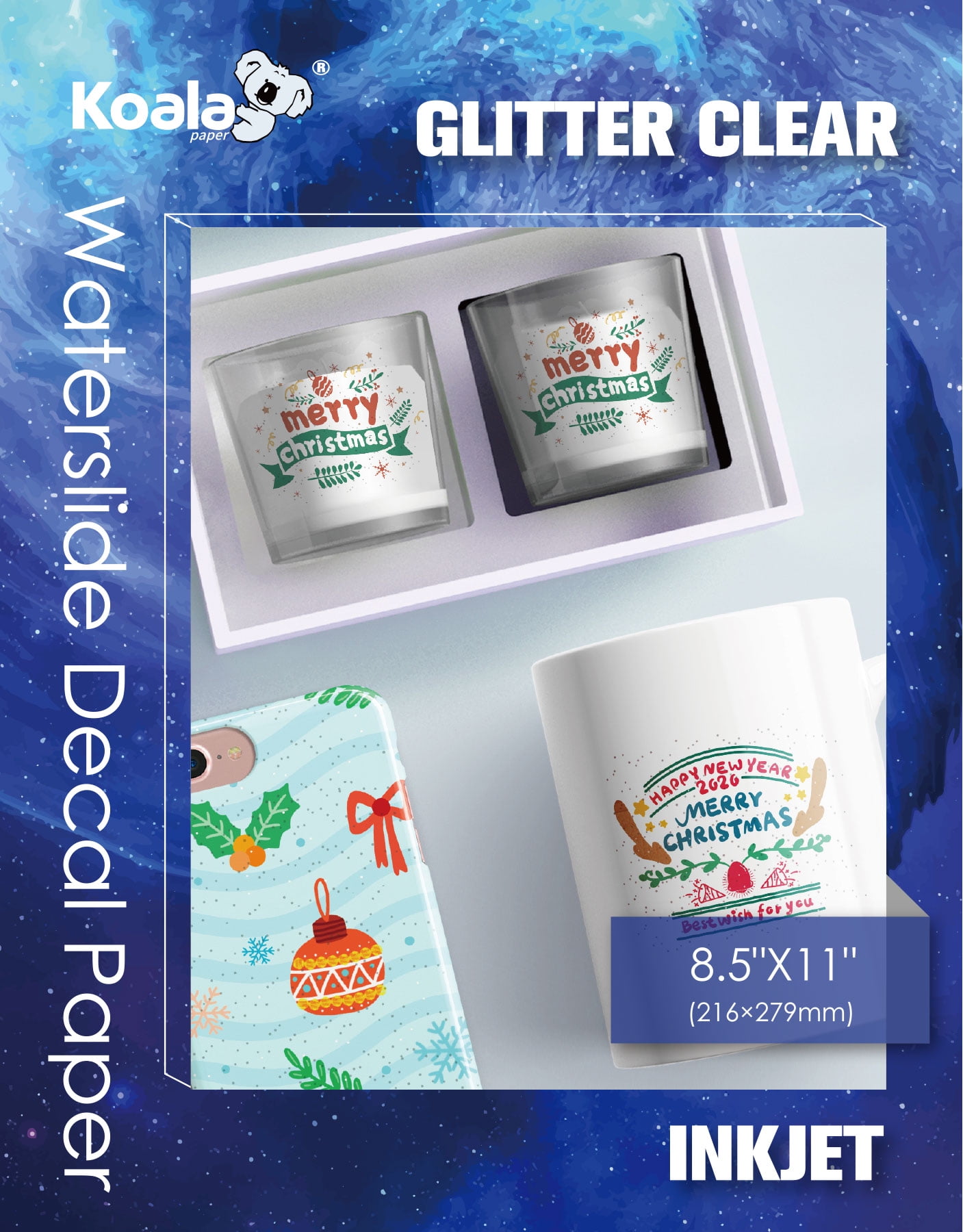 Koala Waterslide Decal Paper Clear Inkjet , Glitter Star Transparency