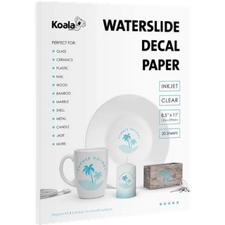Waterslide Decal Paper for INKJET Printer - CLEAR, US LETTER SIZE 8.5X11,  20 SHEETS - Personalized Water Slide Transfer - DIY