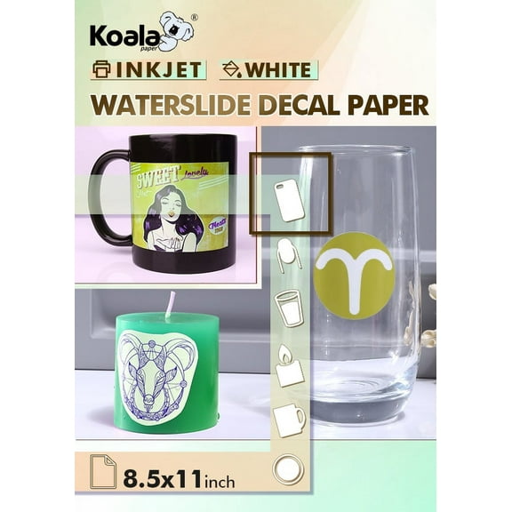 Koala Waterslide Decal Paper Inkjet White 8.5x11 Water Slide Transfer Paper  5 Sheets for DIY Decors