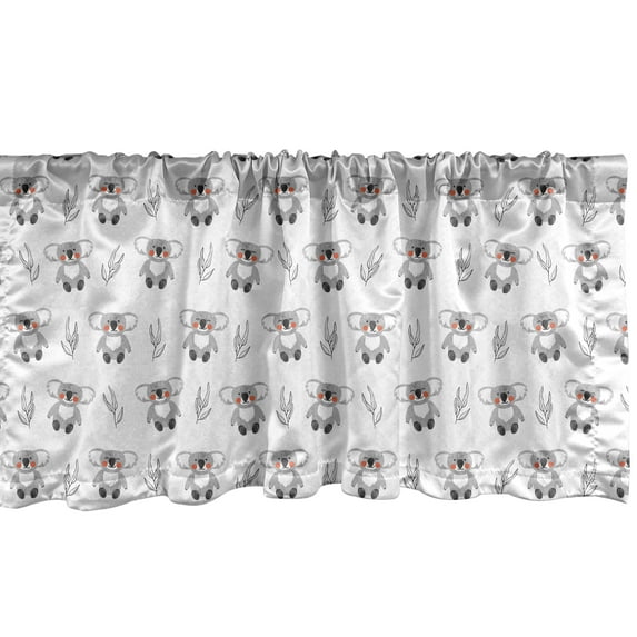 Ambesonne Koala Valance Pack of 2, Woodland Themed Bears Leaves, 54"X18", Burnt Sienna and Pale Taupe