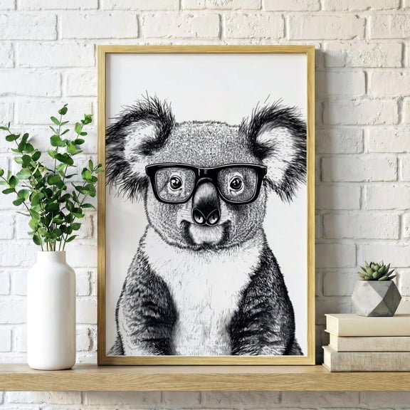 Koala With Glasses Nursery Wall Art Print, Unframed Paper Poster 16x20in