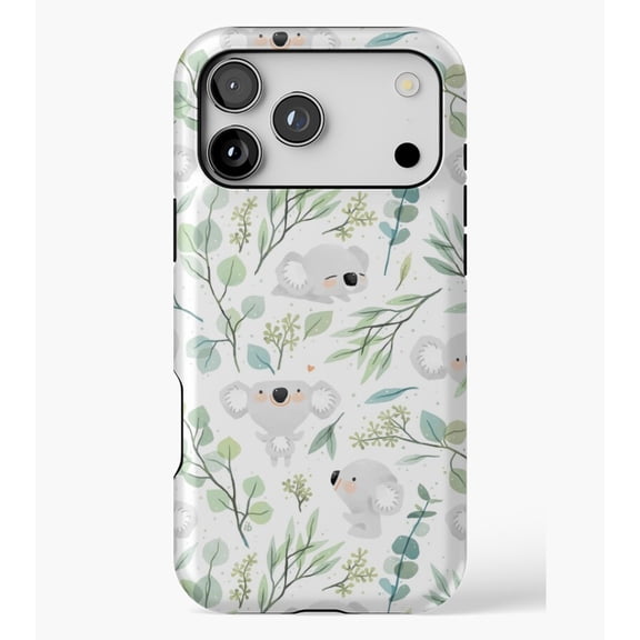 Koala and Eucalyptus Pattern M2589, Protective Case for iPhone 17 16 15 14 13 12 11 Pro Max – Modern Unisex Style