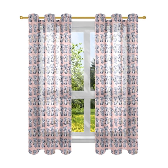 Koala and Leaves Sheer Curtains 2 Panels Set Grommet Drapes for Bedroom Living Room 52" W x 63" L