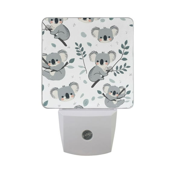Koala and Plant Night Light 2 Pack LED Nightlight Plug into Wall Dusk to Dawn Sensor Soft White