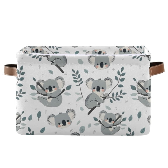 Koala and Plant Storage Bins with Handle Fabric Organizer Basket Foldable Box 1 Pack 14.2x10.2x8.3