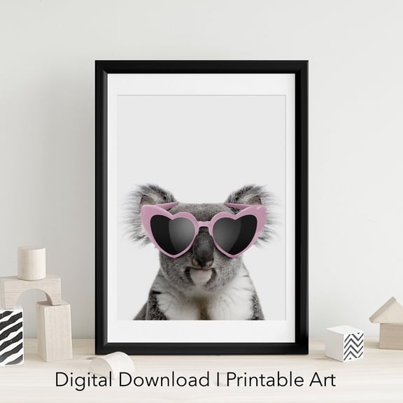 Koala in Sunglasses Nursery Decor Whimsical Animal Print, Unframed Canvas 8x10in