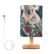 Koala on Christmas Tree Branch Table Lamp with USB Port LED Warm Light Lamp Night Light Home Decor