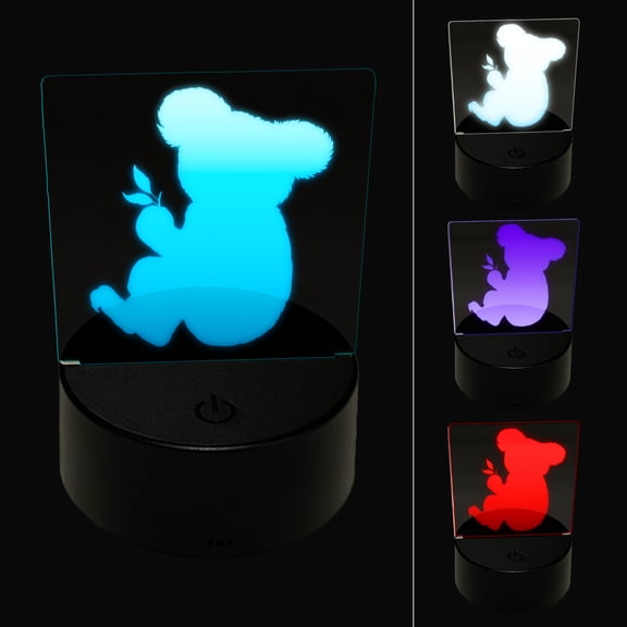 Koala with Leaves Solid LED Night Light Sign 3D Illusion Desk Nightstand Lamp