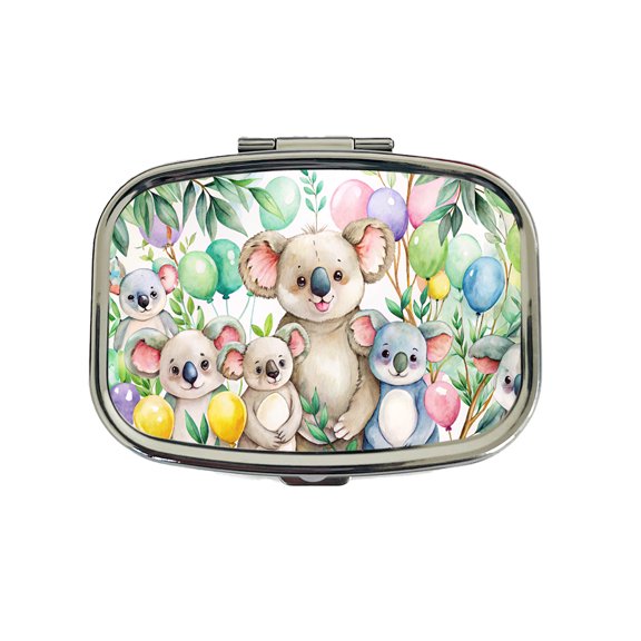 Koalas Having A Birthday Party Watercolor Small Travel Handbag Pill Box Case
