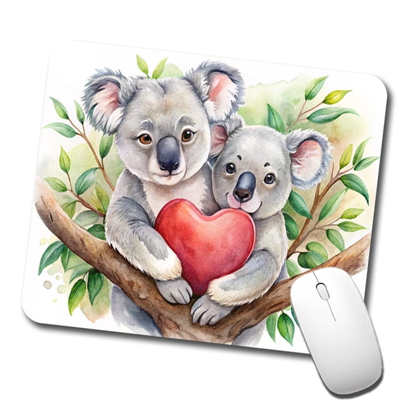 Koalas In Love Heart Valentine's Day Mouse Pad Low Profile Gaming Mat