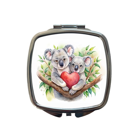 Koalas In Love Heart Valentine's Day Travel Makeup Handbag Purse Small Pocket Compact Mirror