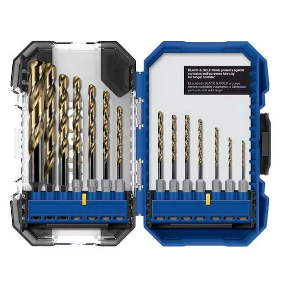 Kobalt 14-Piece Assorted x Black and Gold Coated Hss Jobber Length Twist Drill Bit Set